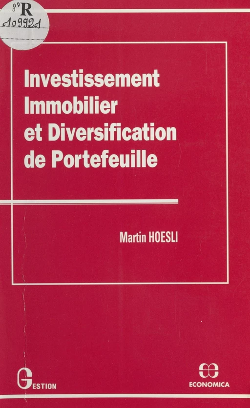 Investissement immobilier et diversification de portefeuille - Martin Hoesli - FeniXX réédition numérique