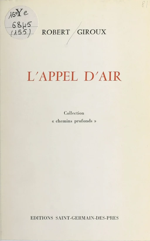 L'appel d'air - Robert Giroux - FeniXX réédition numérique