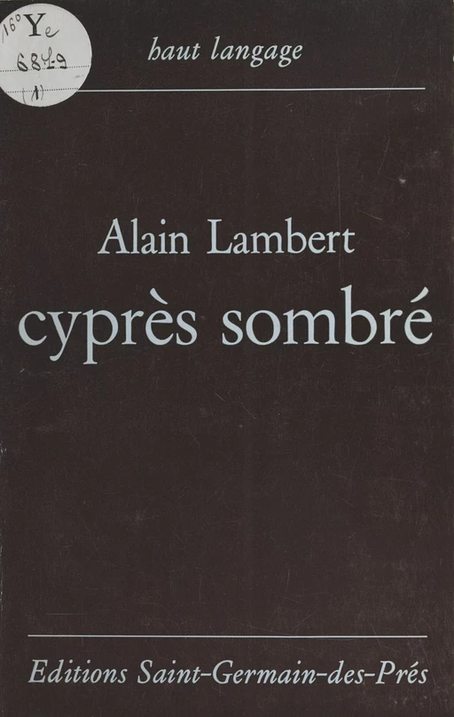 Cyprès sombré - Alain Lambert - FeniXX réédition numérique