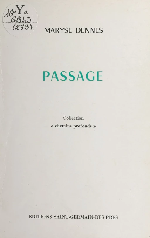 Passage - Maryse Dennes - FeniXX réédition numérique