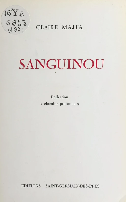 Sanguinou - Claire Matja - FeniXX réédition numérique