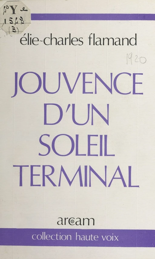 Jouvence d'un soleil terminal - Élie-Charles Flamand - FeniXX réédition numérique