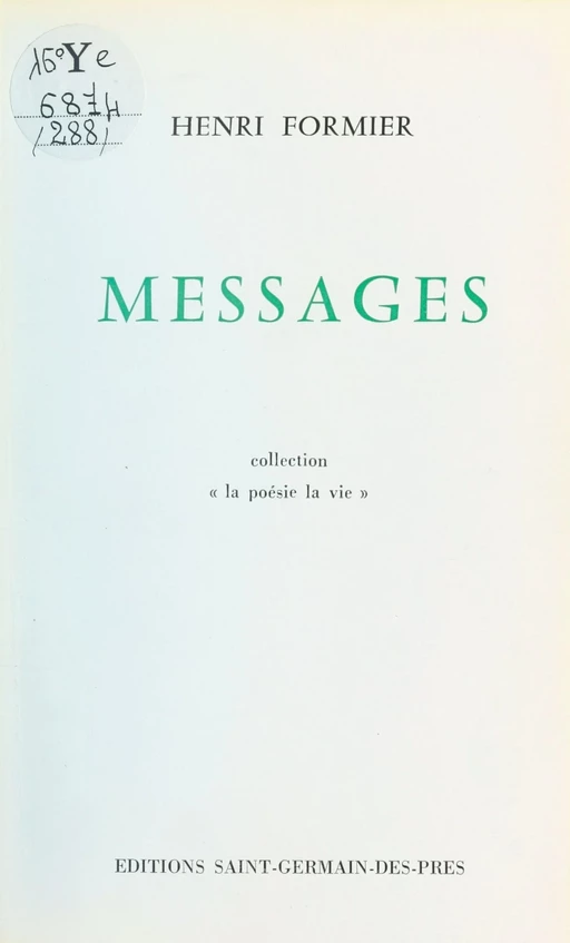 Messages - Henri Formier - FeniXX réédition numérique