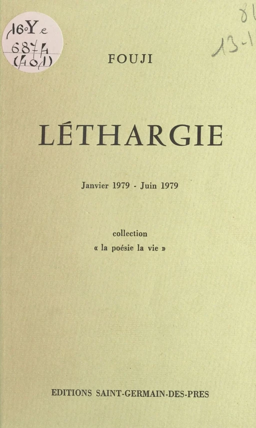 Léthargie -  Fouji - FeniXX réédition numérique