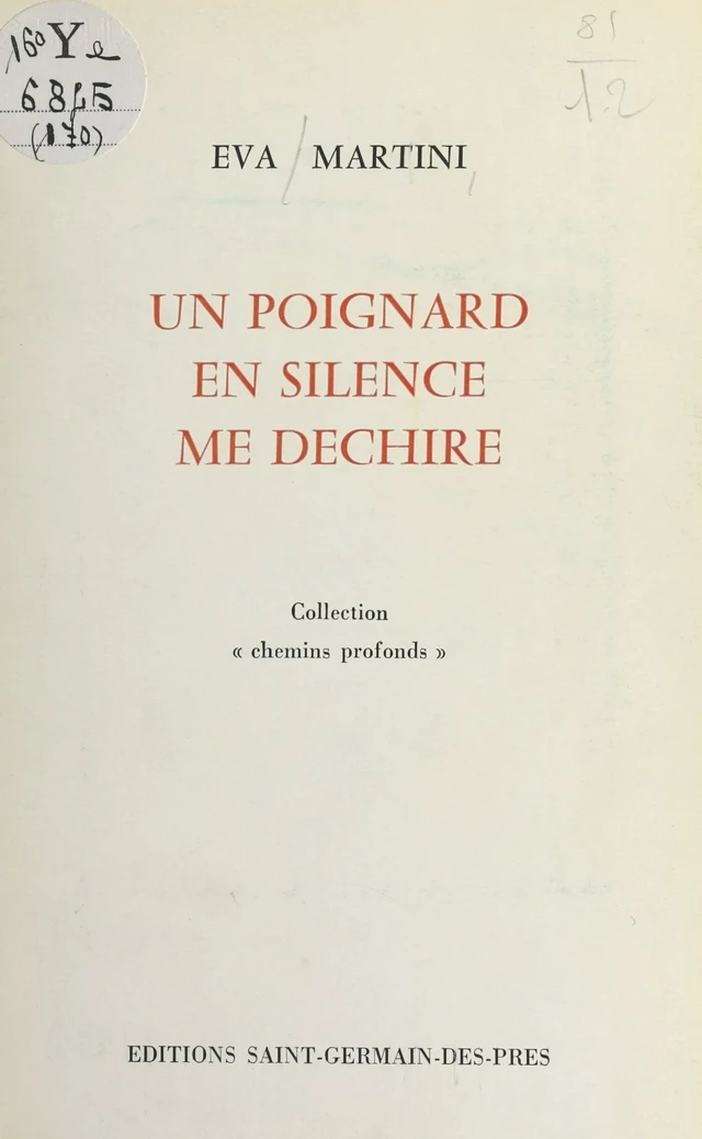 Un poignard en silence me déchire - Eva Martini - FeniXX réédition numérique