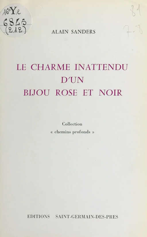 Le charme inattendu d'un bijou rose et noir - Alain Sanders - FeniXX réédition numérique