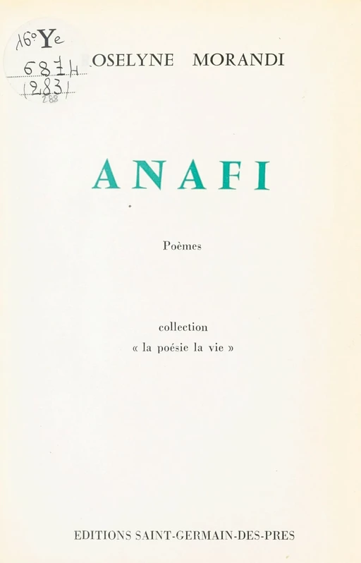 Anafi - Roselyne Morandi - FeniXX réédition numérique