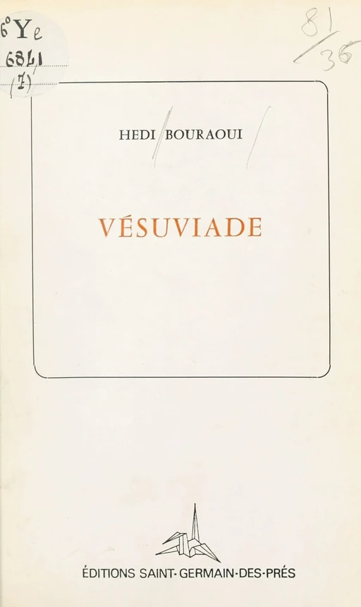 Vésuviade - Hédi Bouraoui - FeniXX réédition numérique