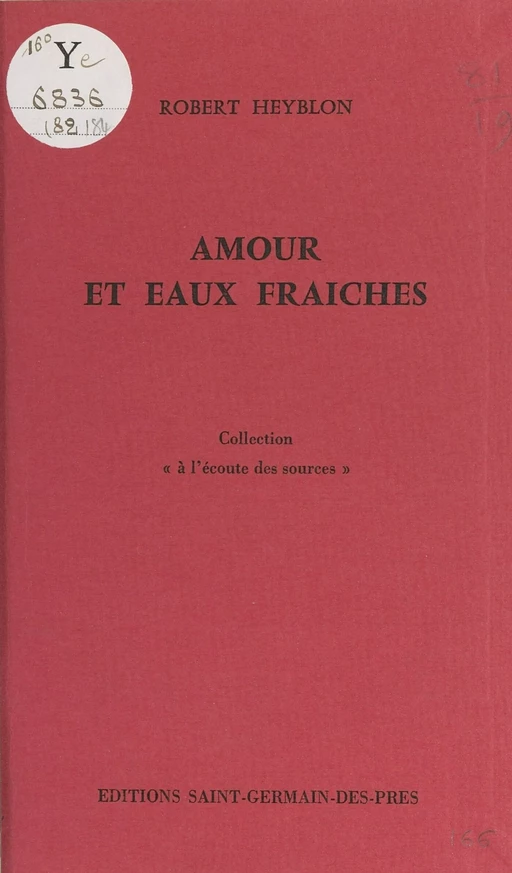 Amour et eaux fraîches - Robert Heyblon - FeniXX réédition numérique