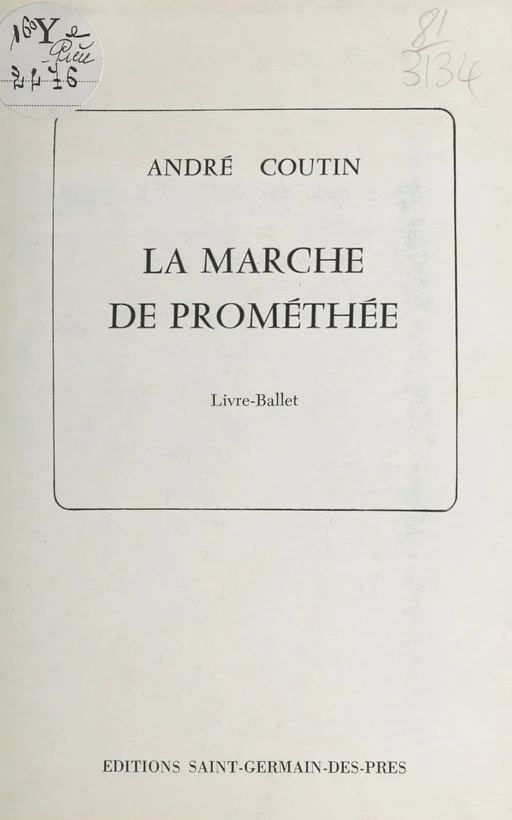 La marche de Prométhée - André Coutin - FeniXX réédition numérique