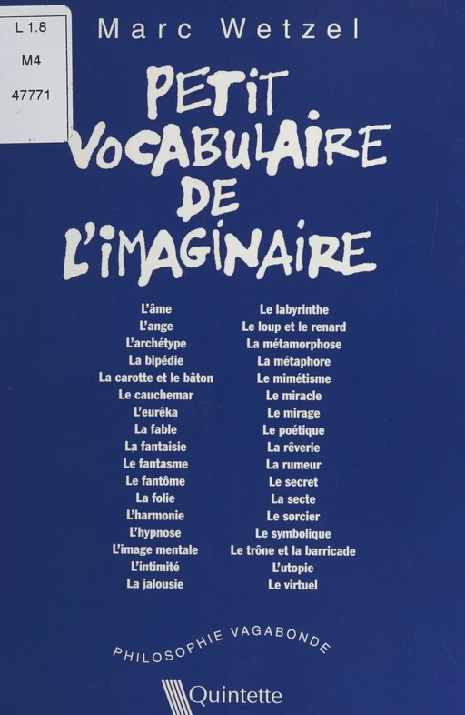 Petit vocabulaire de l'imaginaire - Marc Wetzel - FeniXX réédition numérique