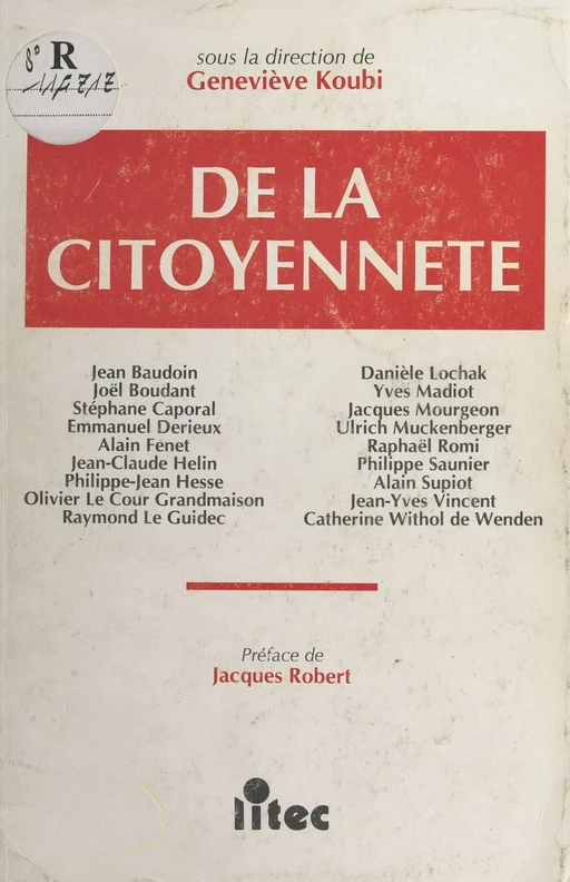 De la citoyenneté - Geneviève Koubi - FeniXX réédition numérique