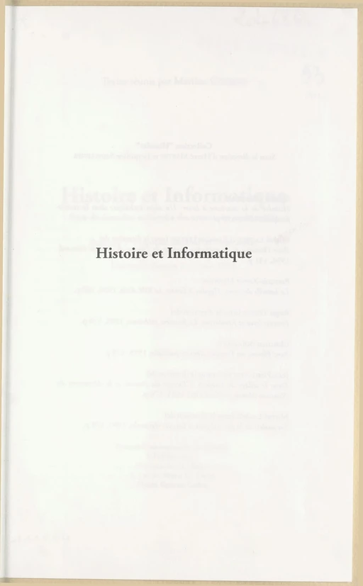 Histoire et informatique : base de données, recherche documentaire multimédia -  Association Histoire et informatique - FeniXX réédition numérique