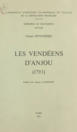 Les Vendéens d'Anjou (1793) : analyse des structures militaires, sociales et mentales