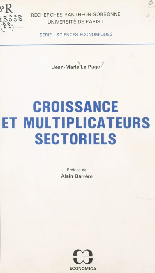 Croissance et multiplicateurs sectoriels - Jean-Marie Le Page - FeniXX réédition numérique