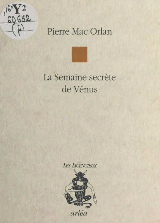 La semaine secrète de Vénus - Pierre Mac Orlan - FeniXX réédition numérique