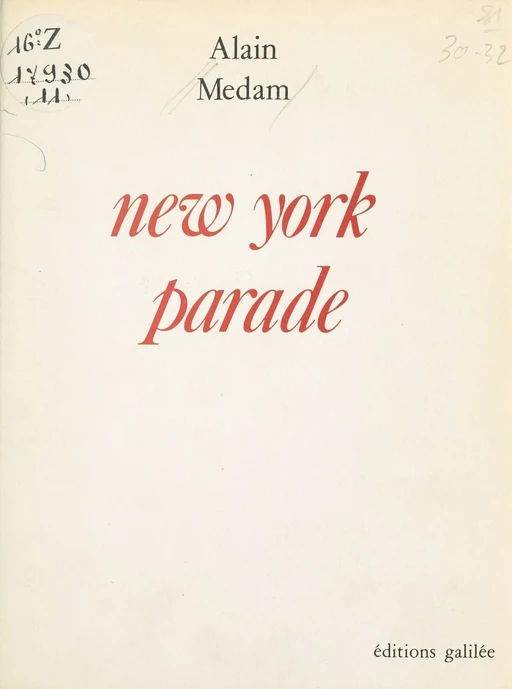 New-York parade - Alain Médam - FeniXX réédition numérique