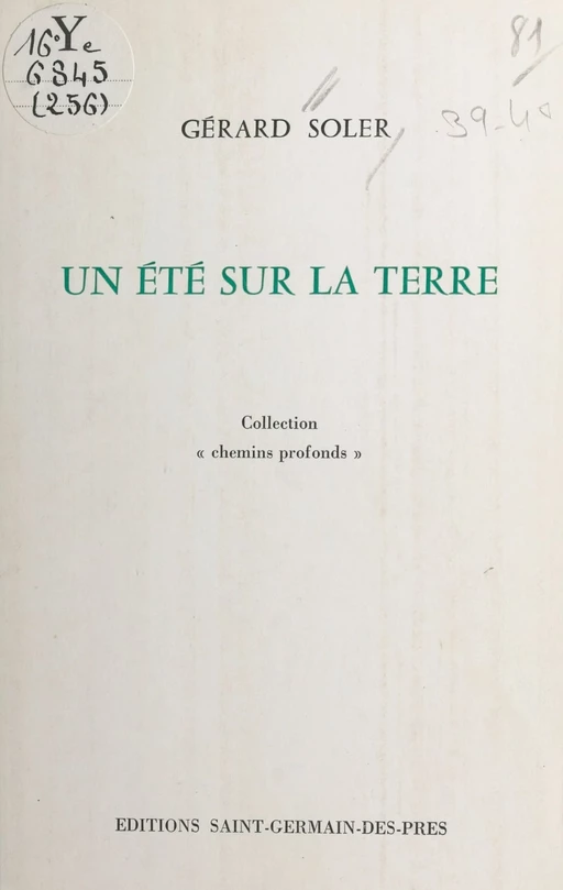 Un été sur la terre - Gérard Soler - FeniXX réédition numérique