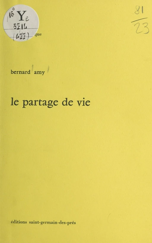 Le partage de vie - Bernard Amy - FeniXX réédition numérique