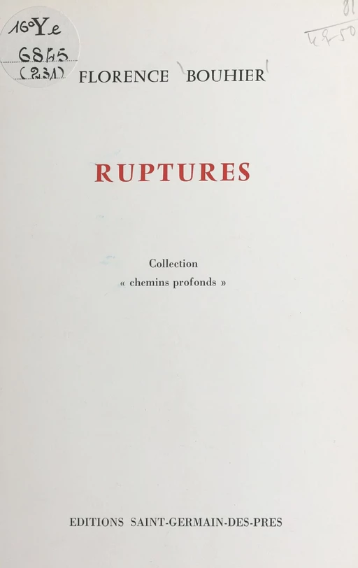 Ruptures - Florence Bouhier - FeniXX réédition numérique