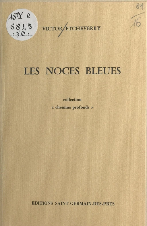 Les noces bleues - Victor Etcheverry - FeniXX réédition numérique