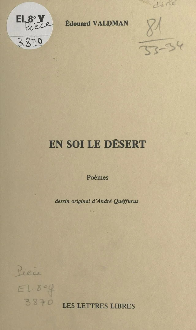 En soi le désert - Edouard Valdman - FeniXX réédition numérique