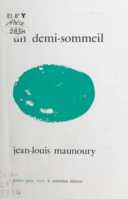 Un demi-sommeil - Jean-Louis Maunoury - FeniXX réédition numérique