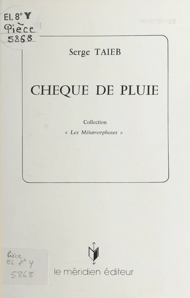 Chèque de pluie - Serge Taieb - FeniXX réédition numérique