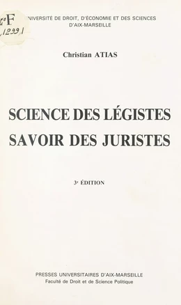 Science des légistes, savoir des juristes