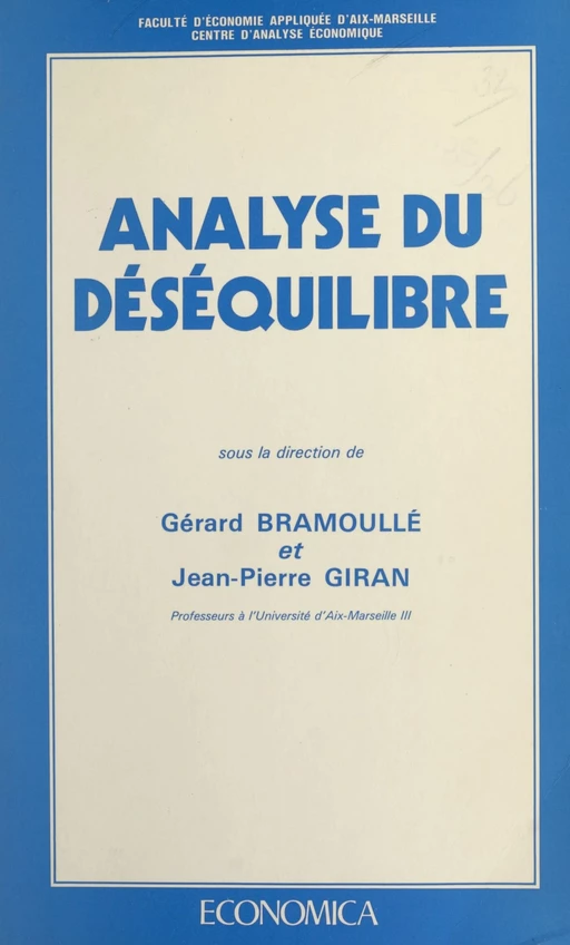 Analyse du déséquilibre - Gérard Bramoullé, Jean-Pierre Giran - FeniXX réédition numérique