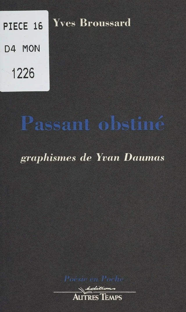 Passant obstiné - Yves Broussard - FeniXX réédition numérique