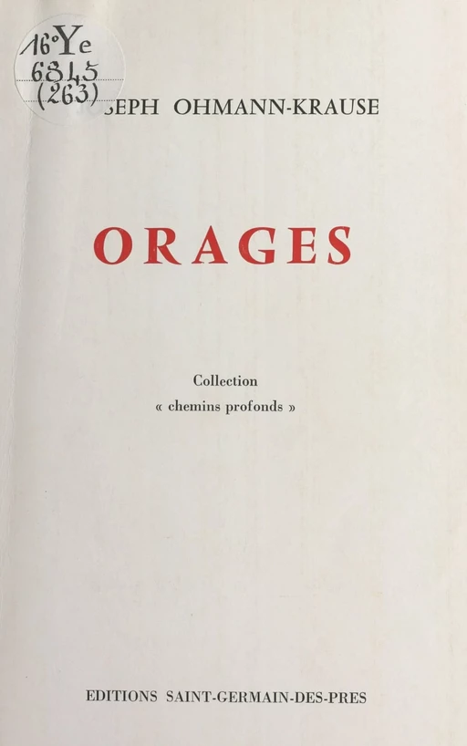 Orages - Joseph Ohmann-Krause - FeniXX réédition numérique