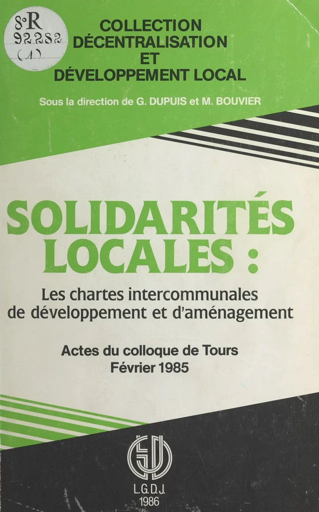 Solidarités locales : les chartes intercommunales de développement et d'aménagement -  Colloque du Centre d'études supérieures d'aménagement - FeniXX réédition numérique