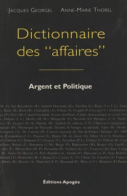 Dictionnaire des affaires : argent et politique