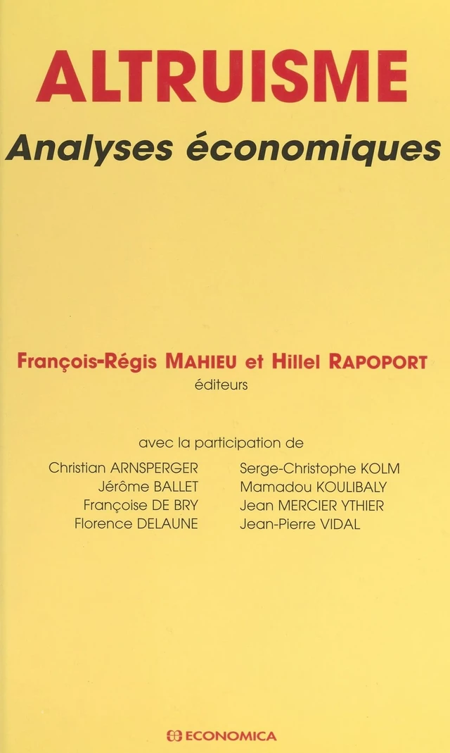 Altruisme : analyses économiques - Christian Arnsperger - FeniXX réédition numérique