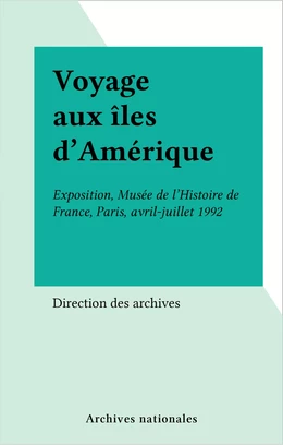 Voyage aux îles d'Amérique