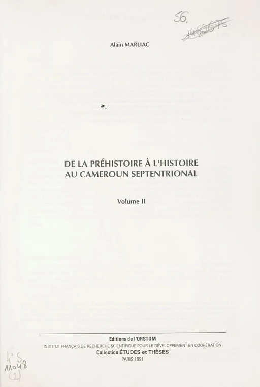 De la préhistoire à l'histoire au Cameroun septentrional (2) - Alain Marliac - FeniXX réédition numérique