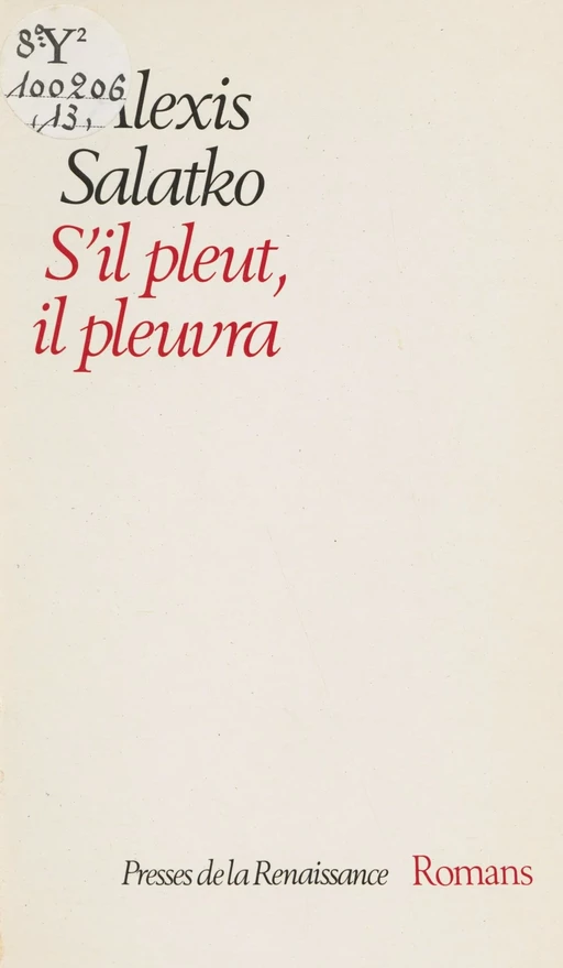 S'il pleut, il pleuvra - Alexis Salatko - FeniXX réédition numérique