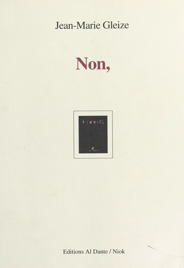 Non, - Jean-Marie Gleize - FeniXX réédition numérique