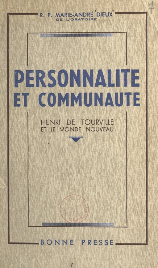 Personnalité et communauté - Marie-André Dieux - FeniXX réédition numérique