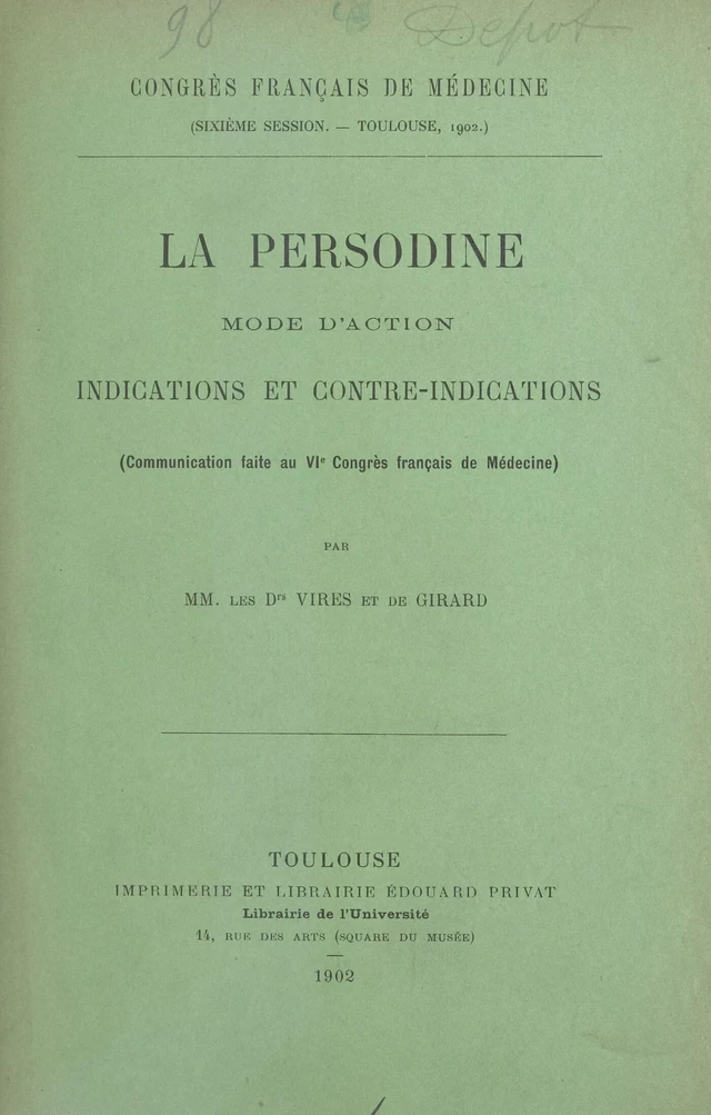 La Persodine -  de Girard,  Vires - FeniXX réédition numérique