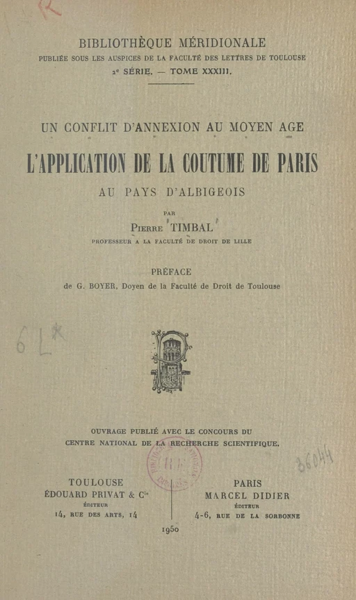 Un conflit d'annexion au Moyen Âge - Pierre Timbal - FeniXX réédition numérique