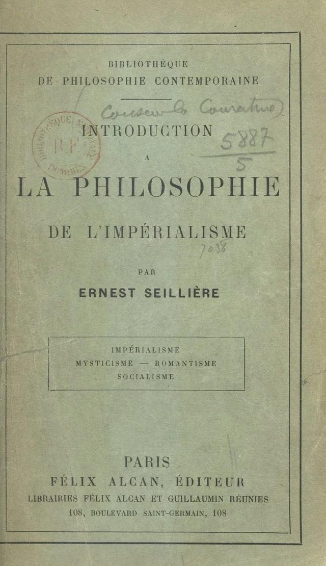 Introduction à la philosophie de l'impérialisme - Ernest Seillière - FeniXX réédition numérique