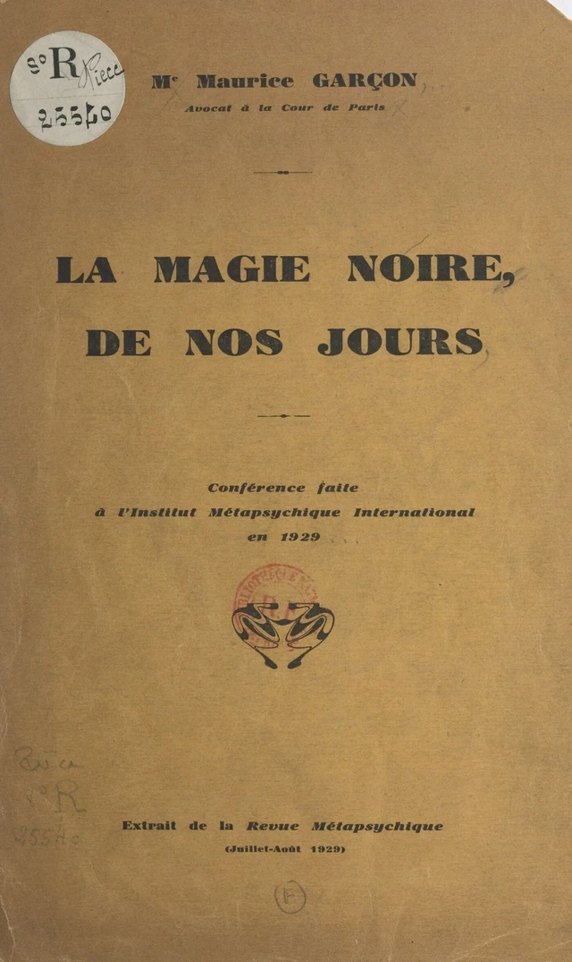 La magie noire de nos jours - Maurice Garçon - FeniXX réédition numérique