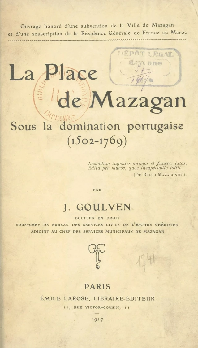 La Place de Mazagan - Joseph Goulven - FeniXX réédition numérique