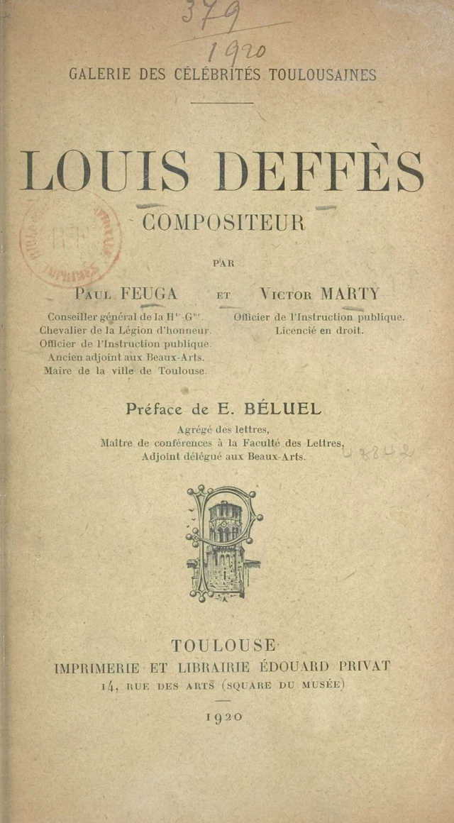 Louis Deffès, compositeur - Paul Feuga, Victor Marty - FeniXX réédition numérique