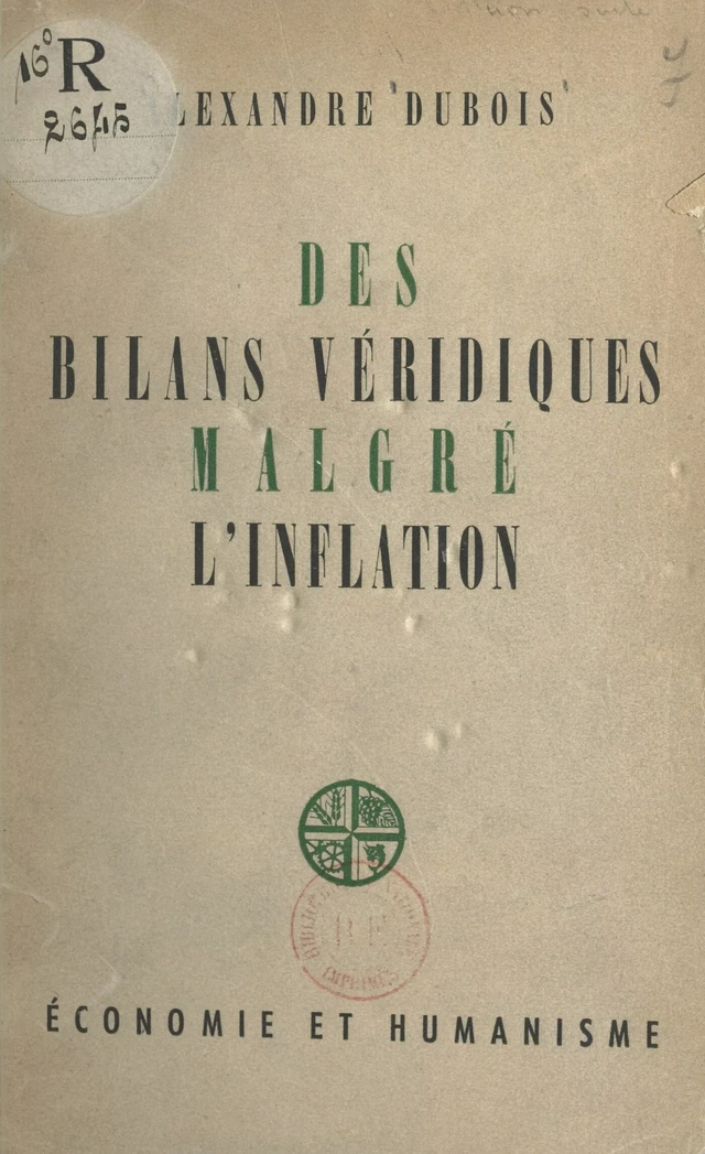 Des bilans véridiques malgré l'inflation - Alexandre Dubois - FeniXX réédition numérique