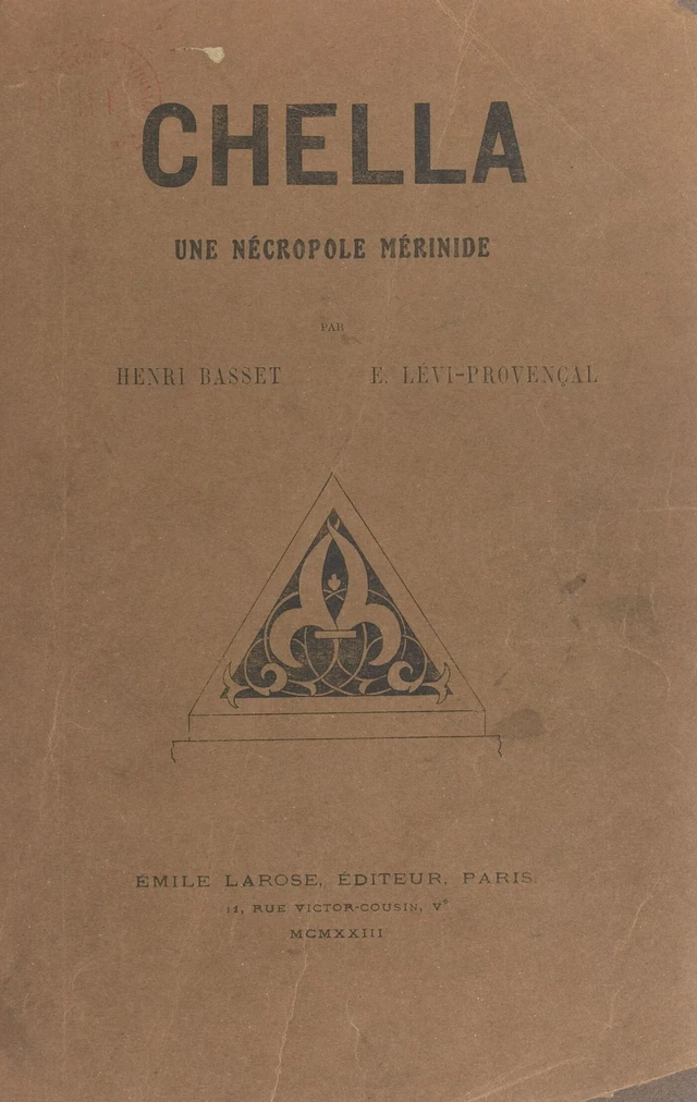 Chella - Henri Basset, Évariste Lévi-Provençal - FeniXX réédition numérique