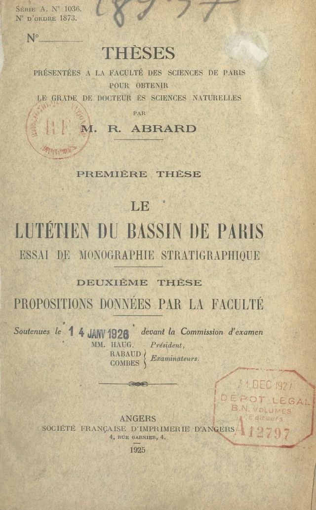 Le lutétien du bassin de Paris - René Abrard - FeniXX réédition numérique