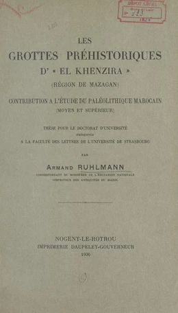 Les grottes préhistoriques d'El-Khenzira (région de Mazagan)